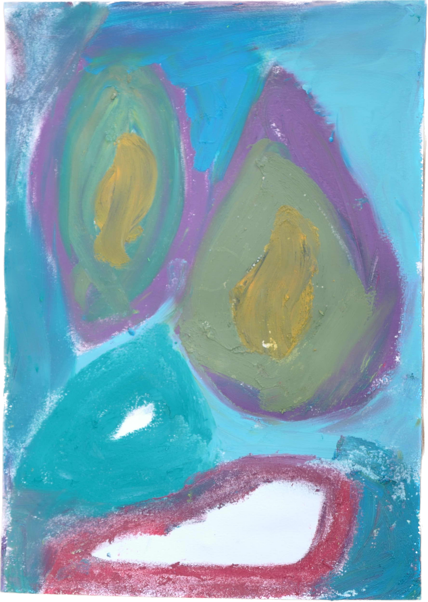 "Lenfantvivant verdant abstract art" "Abstract oil pastel with green ovals" "Golden-centered forms in abstract" "Sauna Fusion art with harmonic colors" "Lenfantvivant No. 146 art piece"